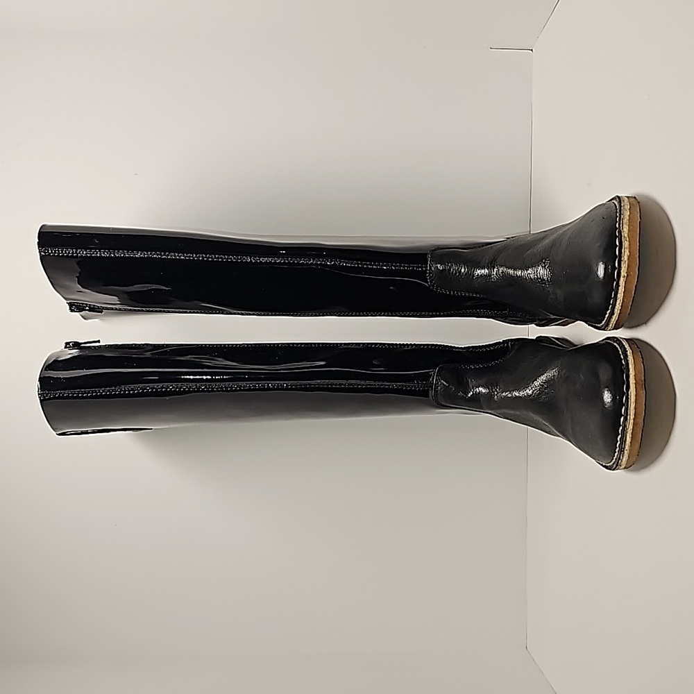Kickers Credo2 Black Patent Knee High Boots Sz 37 Side Zip Equestrian Riding - Picture 2 of 16
